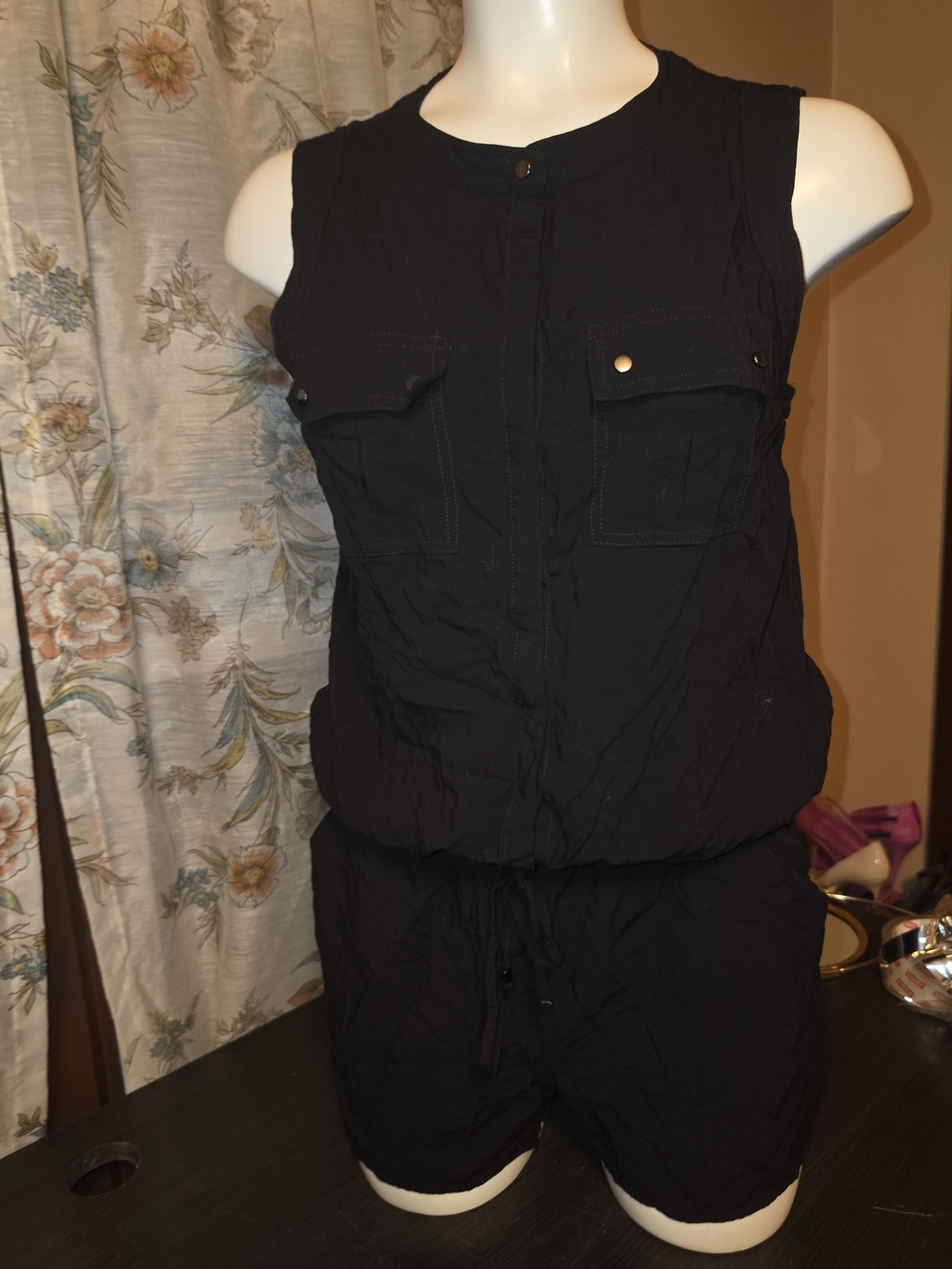 Banana Republic Black Sleeveless Utility Romper